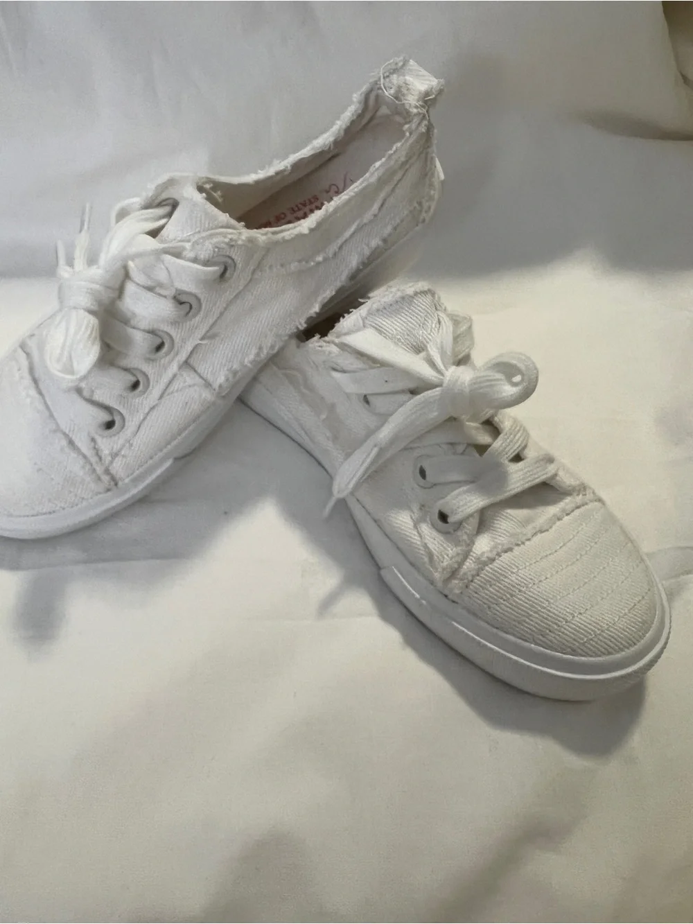 Blowfish White Canvas Sneakers with Pink & Green Floral Embroidery
